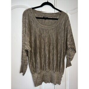 APT. 9 Metallic Gold Beige 3/4 Sleeve Scoop Neck Women Top XL Lightweight Career